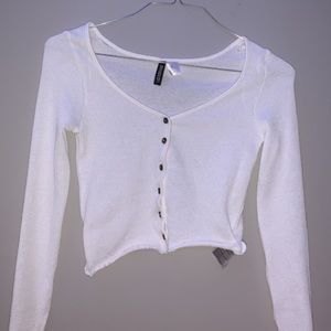 White long sleeve button up shirt/sweater